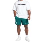 Black Leaf Mesh Custom Logo Gym Shorts