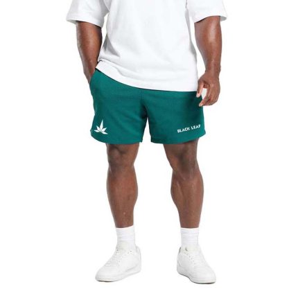 Black Leaf Mesh Custom Logo Gym Shorts